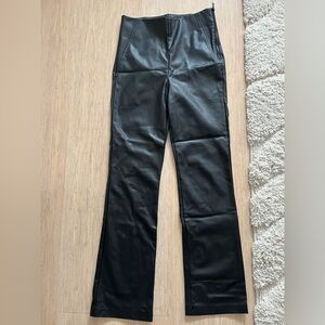Zara Black MINI FLARED FAUX LEATHER LEGGINGS Pants